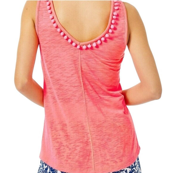 Lilly Pulitzer Gigi Top XXL Love Potion Pink Tank Top Pom Pom Prep Coastal NWT - Picture 3 of 10